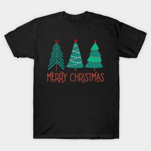 Merry Christmas Cute Trio of Trees T-Shirt